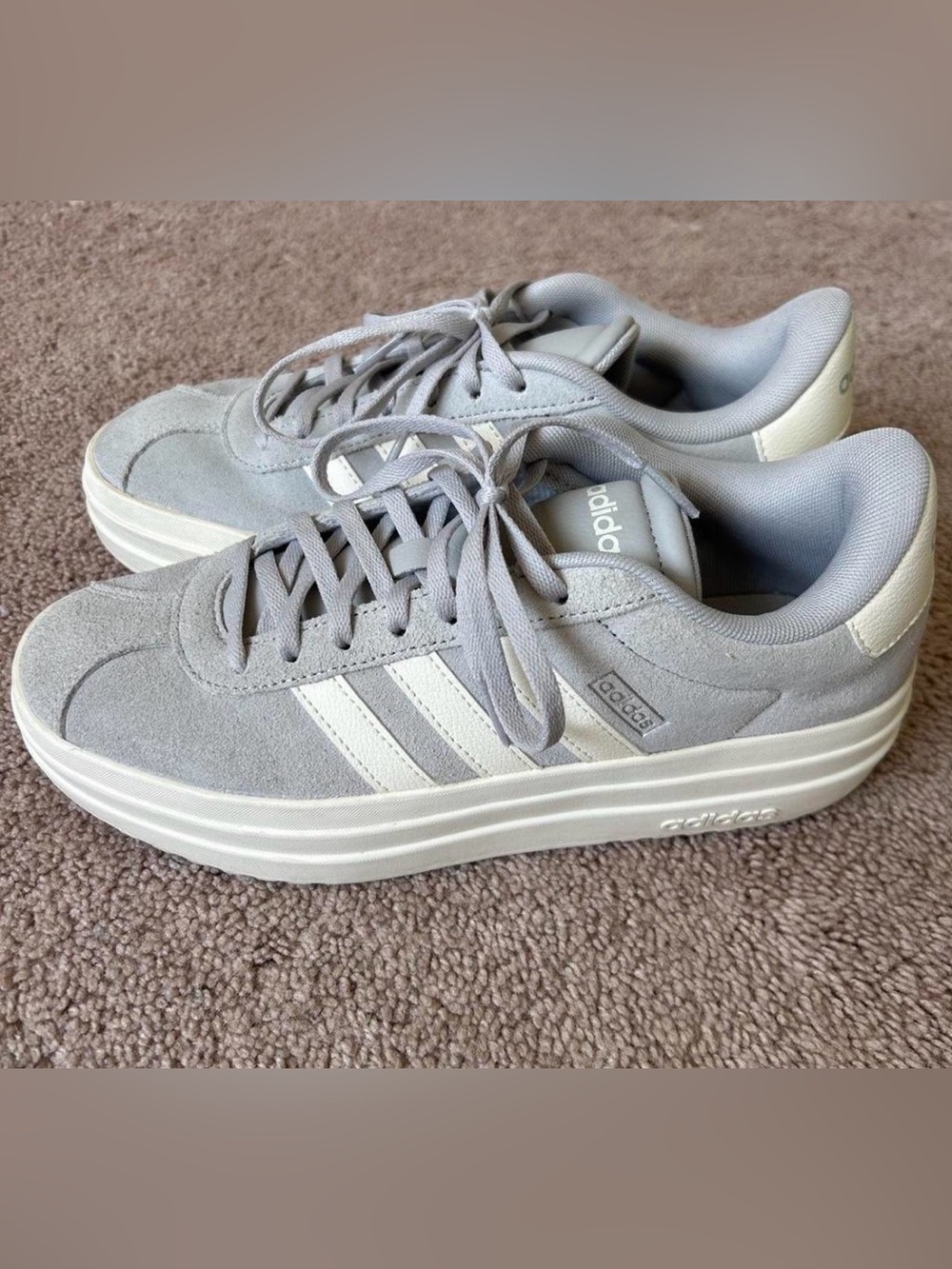 Light Grey/white Adidas VL Court Bold Shoes